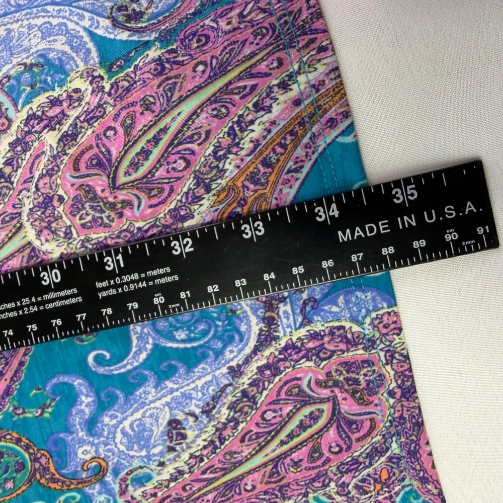 Dear Scarlett Teal Pink Paisley Roll Tab Sleeve Shift Dress 2X Non Wrinkle - Picture 8 of 10